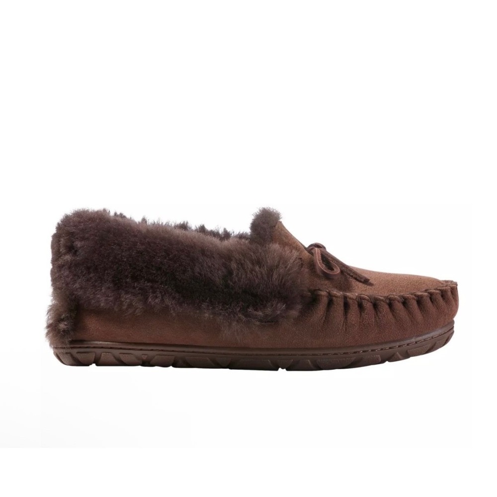 LL Bean Wicked Good Moccasins Womens 9 M Chocolate Brown Suede Shearling New
